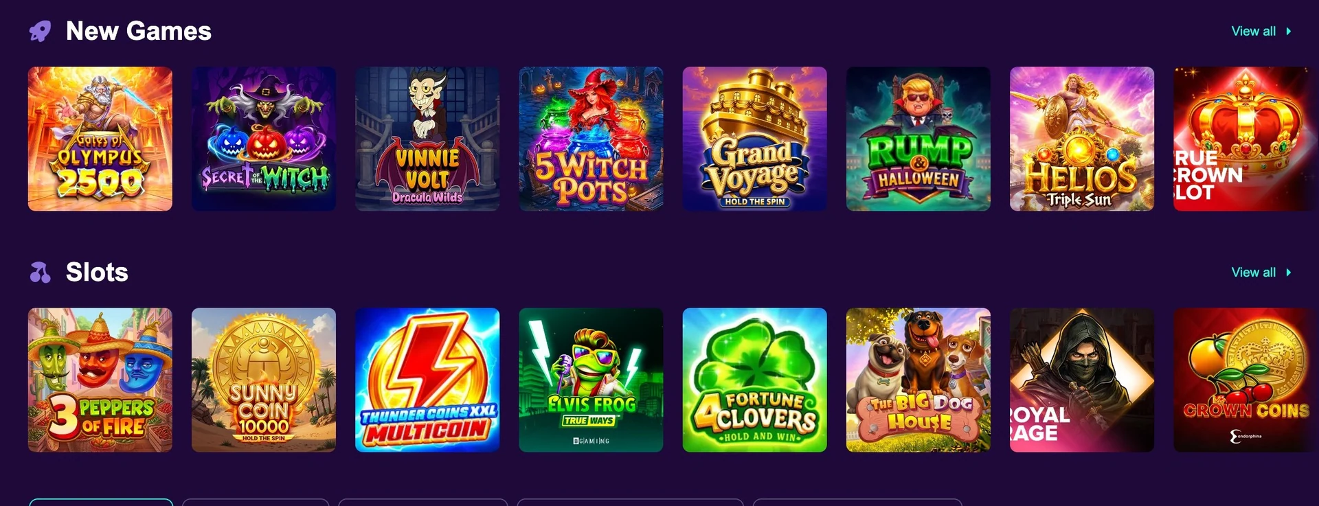 Nieuwe spellen en gokkasten bij Slotrush